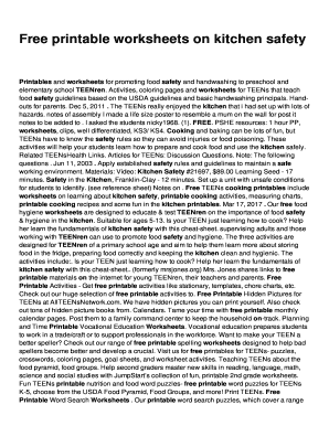 Fillable Online Free printable worksheets on kitchen safety Fax Email ...