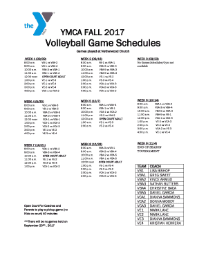 Fillable Online Volleyball Game Schedules Fax Email Print - pdfFiller