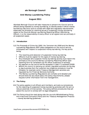 Allerdale Borough Council will take measures to prevent the Council and its officers being exposed to money laundering, to identify areas in which money laundering may occur and to comply with legal and regulatory requirements, especially