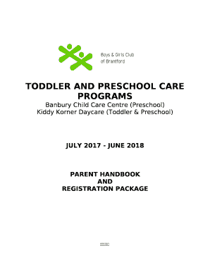 TODDLER AND PRESCHOOL CARE PROGRAMS