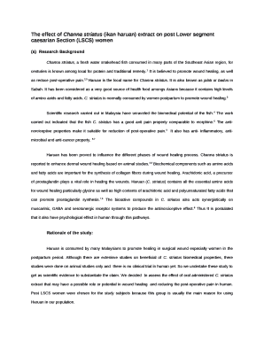The effect of Channa striatus (ikan haruan) extract on post Lower segment caesarian Section (LSCS) women template