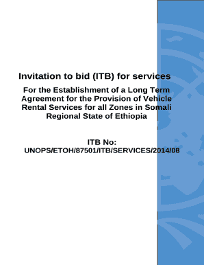 For the Establishment of a Long Term Agreement for the Provision of Vehicle Rental Services for all Zones in Somali Regional State of Ethiopia template