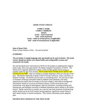 HOME STUDY UPDATE template