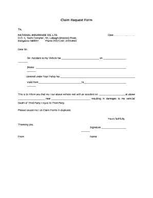 Claim Request Doc Template | pdfFiller