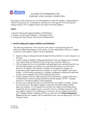 TOOLING AND GAGING GUIDELINES template
