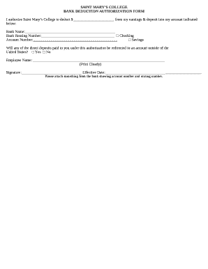 BANK DEDUCTION AUTHORIZATION FORM