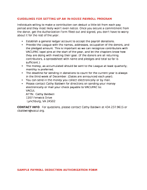 GUIDELINES FOR SETTING UP AN IN-HOUSE PAYROLL PROGRAM