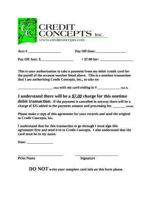 Acct # Pay Off Date: