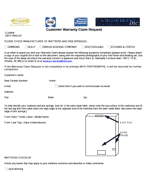 Customer Warranty Claim Request template Doc Template | pdfFiller