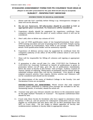 STANDARD ASSESSMENT FOR PG COURSES YEAR 2018-19 template