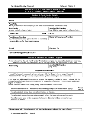 SINGLE STATUS JOB FAMILY ALLOCATION
