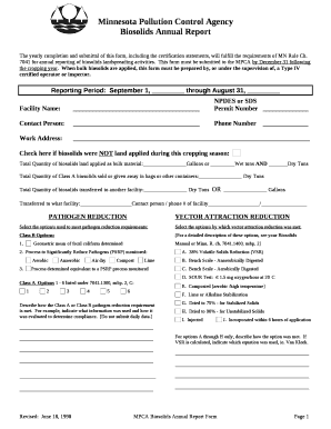 The yearly completion and submittal of this , including the certification statements, will fulfill the requirements of MN Rule Ch template