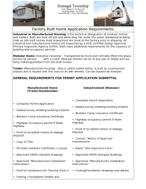 Factory Built Home Application Requirements