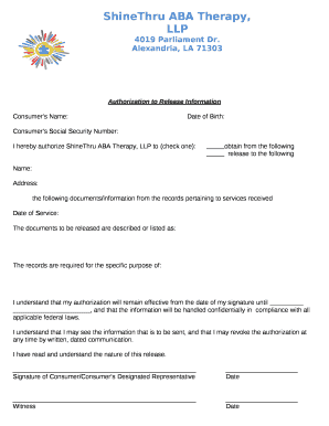 Consumers Name:Date of Birth: