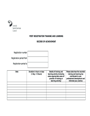 POST REGISTRATION TRAINING AND LEARNING template