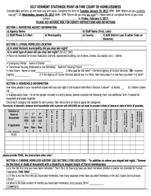 2017 VERMONT STATEWIDE POINT-IN-TIME COUNT OF HOMELESSNESS