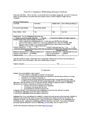 Form W-4 / Employees Withholding Allowance Certificate
