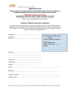 Please note we cannot confirm this booking until we have received a completed application form and your payment has cleared