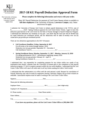 2017-18 KU Payroll Deduction Approval Form