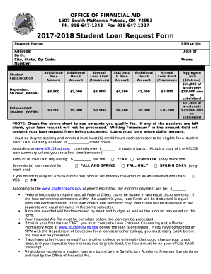 2017-2018 Student Loan Request Form