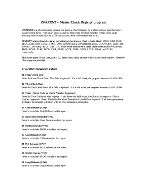 ZFRPRNT Master Check Register program