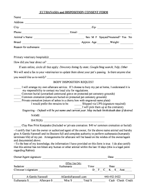 EUTHANASIA and DISPOSITION CONSENT FORM