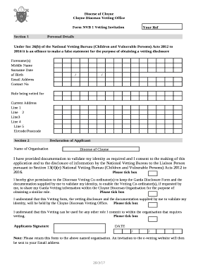 Form NVB 1 Vetting Invitation