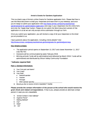 Annies Grants for Gardens Application