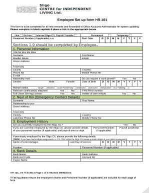 This form is to be completed for all new entrants and forwarded to Office Accounts Administrator for system updating