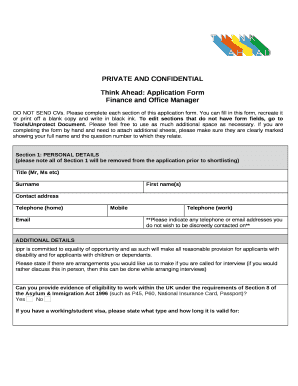 think ahead application form