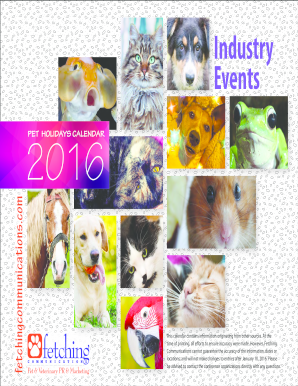 Fillable Online PET HOLIDAYS CALENDAR Fax Email Print - pdfFiller
