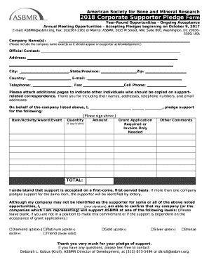 2018 Corporate Supporter Pledge Form