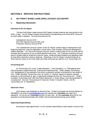 NET-PROFIT-SHARE LEASE (NPSL) ACCOUNT (AC) REPORT