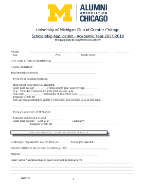 Scholarship Application - Academic Year 2017-2018