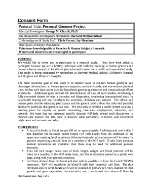 Protocol Title: Personal Genome Project