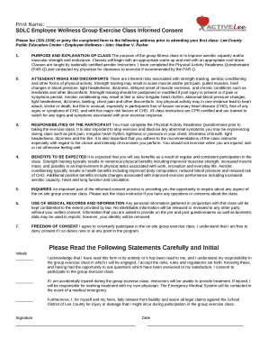 SDLC Employee Wellness Group Exercise Class Informed Consent