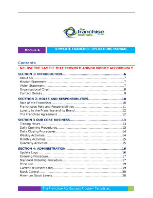 franchise operations manual template free download