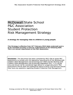 This Strategy is effective from 22nd February 2016 (date endorsed) and is to be reviewed annually in time for endorsement at the following AGM