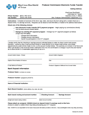 Producer Commission Electronic Funds Transfer