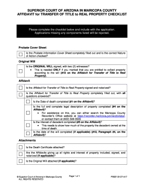 AFFIDAVIT for TRANSFER OF TITLE to REAL PROPERTY CHECKLIST