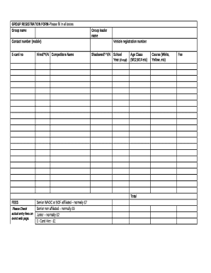 GROUP REGISTRATION FORM-Please fill in all boxes