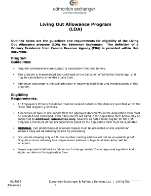 Living Out Allowance Program (LOA)