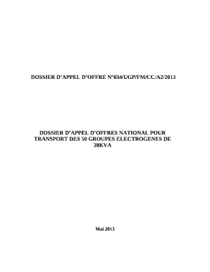 Remplissable Dossier DAPPEL DOFFRES NATIONAL POUR