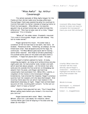 Miss Awfulby: Arthur Cavanaugh Doc Template | pdfFiller