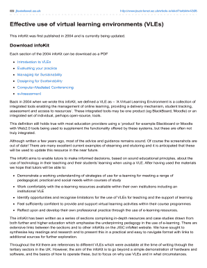 Fillable Online Effective Use Of Virtual Learning Environments Vles Fax Email Print Pdffiller Fillable Online Effective Use Of Virtual Learning Environments Vles Fax Email Print Pdffiller