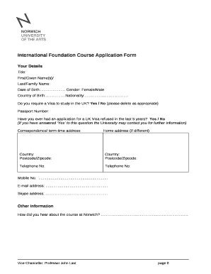 International Foundation Course Application Form