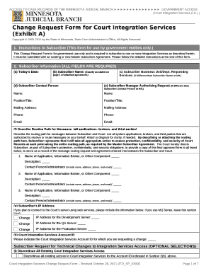 Change Request Form for Court Integration Services (Exhibit A)