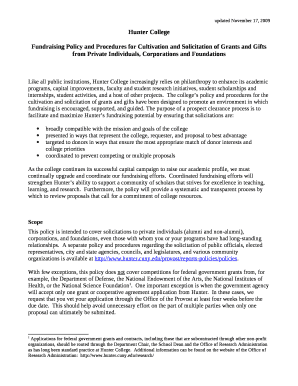Fundraising Policy and Procedures for Cultivation and Solicitation of Grants and Gifts from Private Individuals, Corporations and Foundations