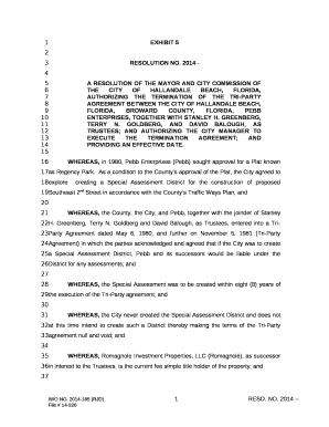 A RESOLUTION OF THE MAYOR AND CITY COMMISSION OF THE CITY OF HALLANDALE BEACH, FLORIDA, AUTHORIZING THE TERMINATION OF THE TRI-PARTY AGREEMENT BETWEEN THE CITY OF HALLANDALE BEACH, FLORIDA, BROWARD COUNTY, FLORIDA, PEBB ENTERPRISES,
