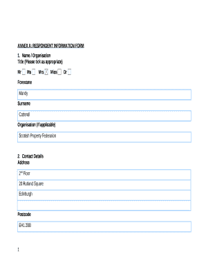 ANNEX A: RESPONDENT INFORMATION FORM